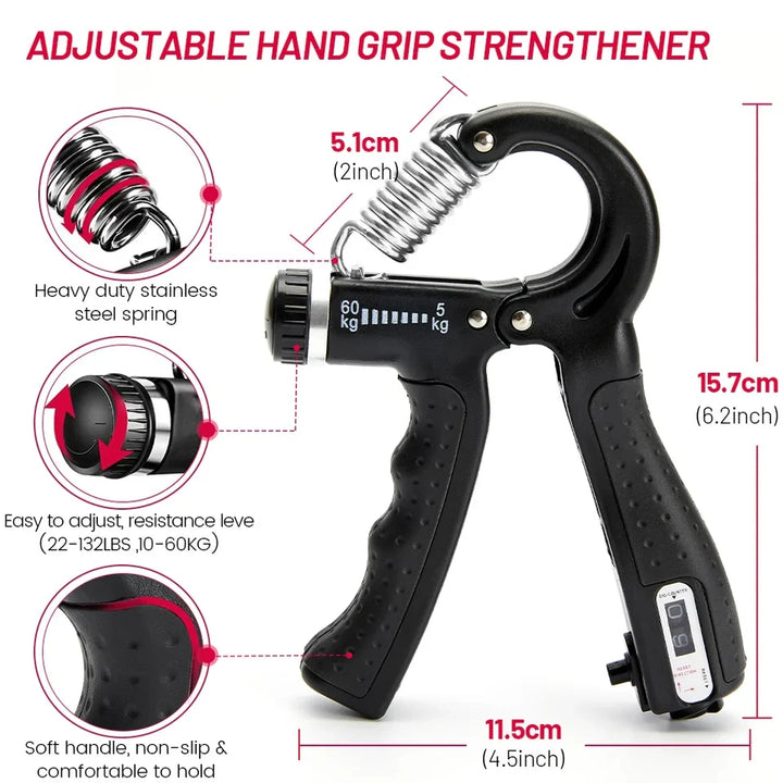 Adjustable Hand Grip Strengthener with Counter