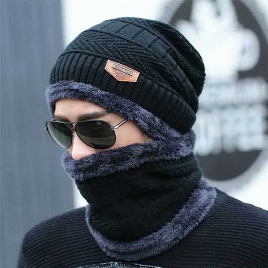 Beanie Wool cap with neck warmer (Unisex)