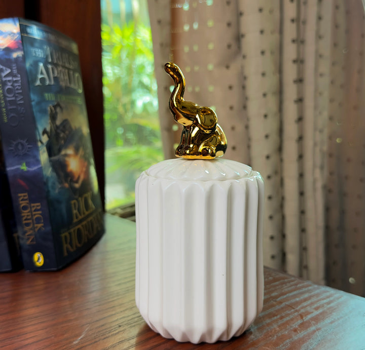 White Ceramic Candy Jar