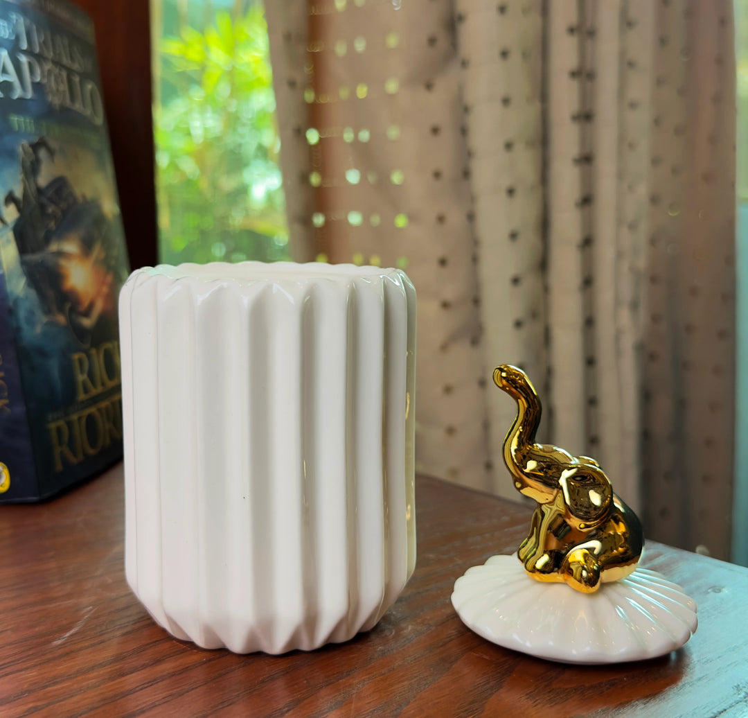 White Ceramic Candy Jar