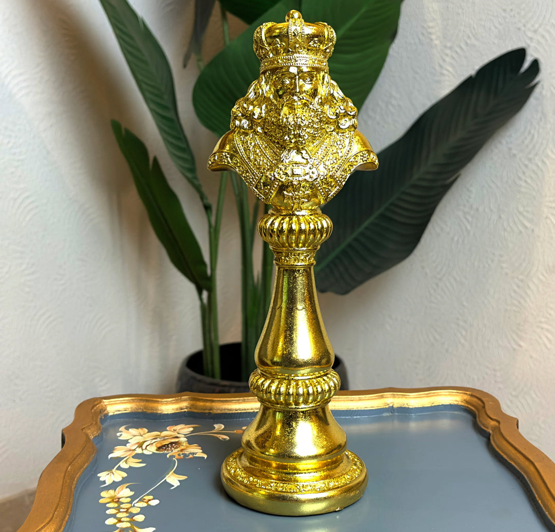 Golden Chess King, Queen And Knight Figurine Set - 3 PCs