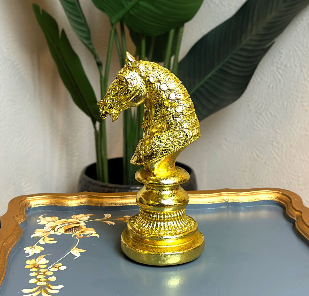 Golden Chess King, Queen And Knight Figurine Set - 3 PCs